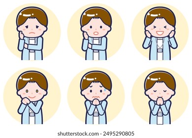 This is an illustration of the pose set of male nurse 02.