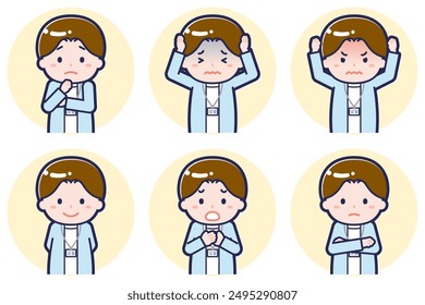 This is an illustration of the pose set of male nurse 02.