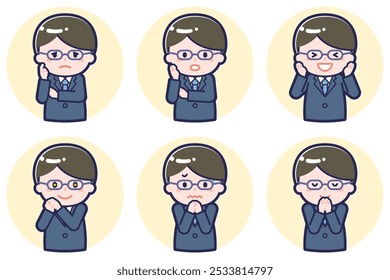This is an illustration of a pose set of a male teacher.
