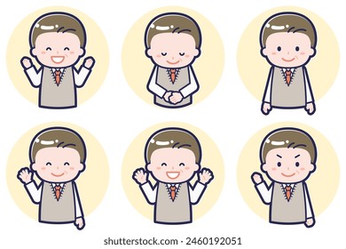 This is an illustration of a pose set of a man and an old man.