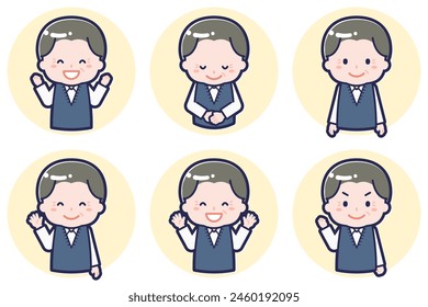 This is an illustration of a pose set of a man and an old man.