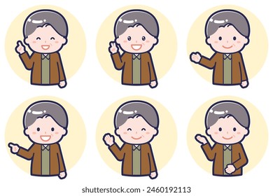 This is an illustration of a pose set of a man and an old man.