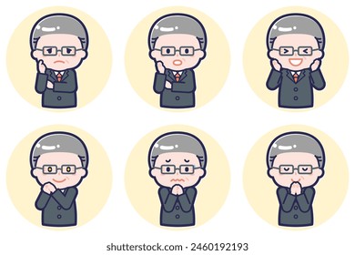 This is an illustration of a pose set of a man and an old man.
