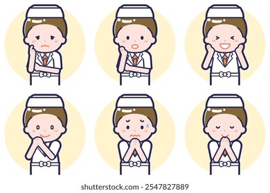 This is an illustration of a pose set of a man in front of the board.