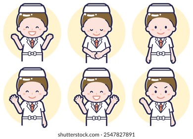 This is an illustration of a pose set of a man in front of the board.