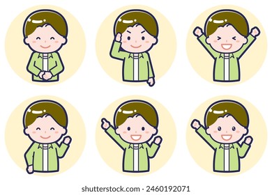 This is an illustration of a pose set for men and boys.