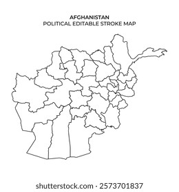 This illustration presents a clear outline of Afghanistans political divisions. The map highlights the provinces and territories, allowing for easy editing and customization for various purposes.