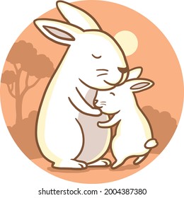 This is an illustration of a rabbit and its cubs.