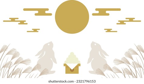 This is an illustration of a rabbit looking up at the moon on the fifteenth night of the lunar calendar.