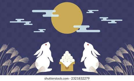 Esta es una ilustración de un conejo mirando hacia la luna la decimoquinta noche del calendario lunar.