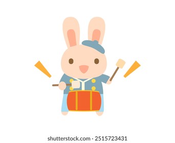 Esta es una ilustración de un conejo tocando un tambor.