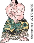 This is an illustration of Raiden Tameemon, the strongest sumo wrestler in the Edo period.