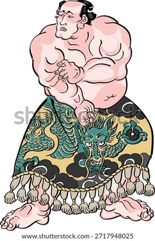 This is an illustration of Raiden Tameemon, the strongest sumo wrestler in the Edo period.