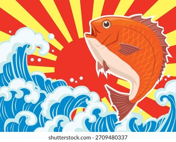 Dies ist eine Illustration für eine rote Seebrassen-Fischereiflagge