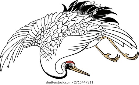Esta es una ilustración de una grúa de corona roja.