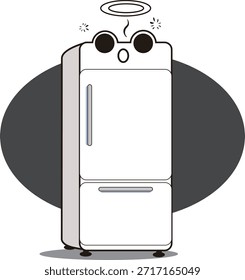 Esta es una ilustración de un refrigerador con una cara que se ha apagado.