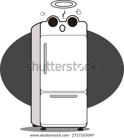 This is an illustration of a refrigerator with a face that has been turned off.