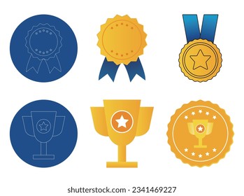 Esta ilustración se refiere a concursos, premios, medallas, premios, honores, premios, victorias, deportes y trofeos.