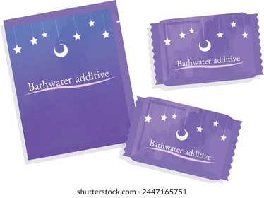 This is an illustration of a relaxing bath salts image in a package.