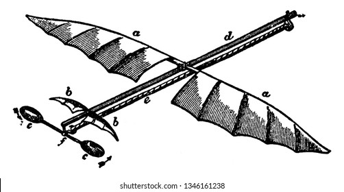 Esta ilustração representa o modelo de avião com leme automático, desenho de linha vintage ou ilustração de gravação.
