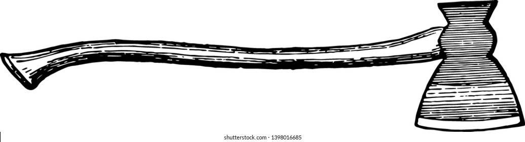 This illustration represents Axe which is used for hewing timber and chopping wood vintage line drawing or engraving illustration.