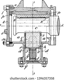 Diese Abbildung stellt die Vintage-Linie Axle Box Zeichnung oder Gravitation Illustration dar.