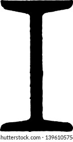 This illustration represents I Beam Girder which is shaped like a capital letter I, vintage line drawing or engraving illustration.