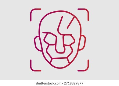 Esta ilustração representa segurança biométrica e inteligência artificial por meio da tecnologia de varredura facial.