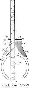 Esta ilustración representa la herramienta de medida de cuerpo circular que se utiliza para medir el dibujo de línea vintage de cuerpos circulares o la ilustración de grabado.