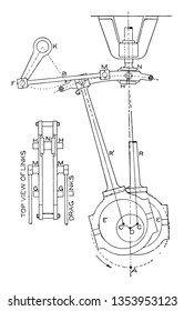 This Illustration Represents Eccentric Motion Of The Steam Engine Crank In Full Gear Vintage Line Drawing Or Engraving Illustration.