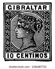 Esta ilustración representa el sello Groschen 10 de Alemania en 1871, dibujo de línea vintage o ilustración de grabado.