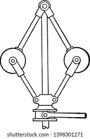 Diese Abbildung repräsentiert den Gouverneur mit den Balls, die mit der Vintage-Linie-Basis für Dampfmaschinen verbunden sind, oder Graviergrafik.