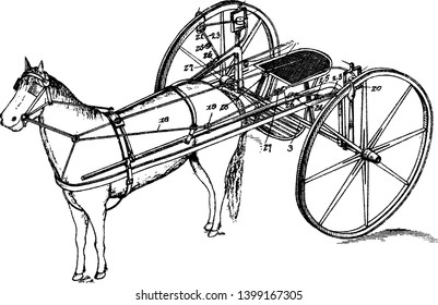 Esta ilustración representa el dispositivo de golpes de caballo, el dibujo de línea vintage o la ilustración de grabado.