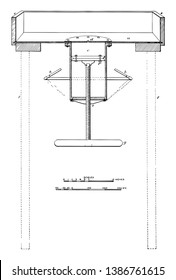 This illustration represents Intrusion Machine where the principal working parts of the apparatus are the sheet of boiler plate, vintage line drawing or engraving illustration.