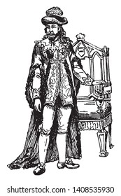 This illustration represents Lord Mayor of London from the Time of Charles II, vintage line drawing or engraving illustration.