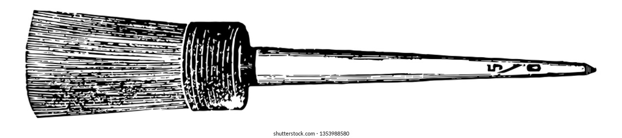 This illustration represents Painter Car Scrubs which is useful tool for carriage painting vintage line drawing or engraving illustration.