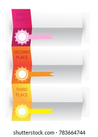 This illustration represents a paper prizegiving, with a cockade for first, second and third place.