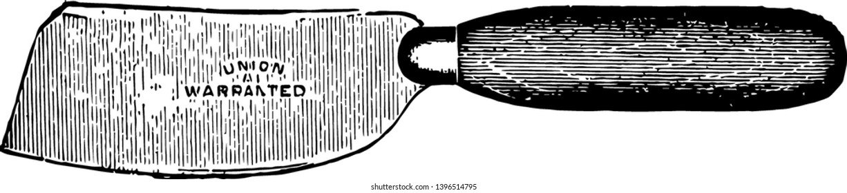 Esta ilustración representa el Cuchillo de percha que se utilizó para recortar el dibujo de la línea vintage de papel pintado o la ilustración de grabado.