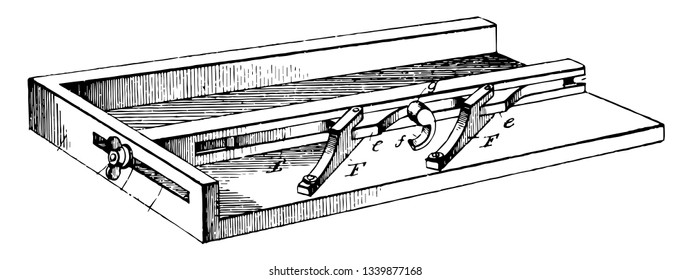 This illustration represents Printers Galley where In printing and publication proofs are preliminary versions of publications vintage line drawing or engraving illustration.