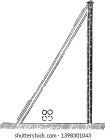 This illustration represents Section of House or Glass Case which is covering peach and nectarine trees on walls vintage line drawing or engraving illustration.