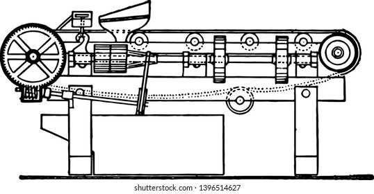 This illustration represents Side View of Frue Vanner, vintage line drawing or engraving illustration.