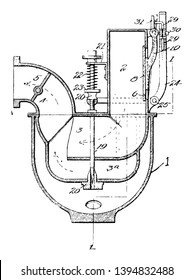 This illustration represents Small Use Carbureter vintage line drawing or engraving illustration.