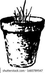 Esta ilustración representa una planta de trigo cultivada en una olla rayada como resultado de la deficiencia de nitrógeno en el suelo, en el dibujo de la línea de cosecha o en la ilustración de grabado.