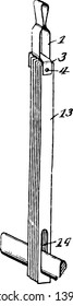 This illustration represents Wire Heddle which is used to separate the warp threads for the passage of the weft vintage line drawing or engraving illustration.