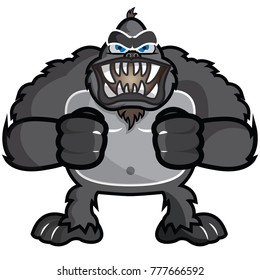 This illustration representz an angry gorilla, or chimpanzee.
