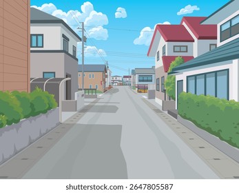 This is an illustration of a residential area in Japan.