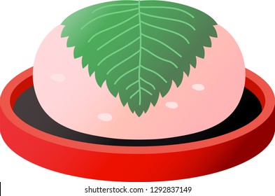 This is an illustration of rice sweets in Japan called Sakura - mochi.