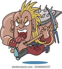 This is an illustration of a rogue with a mohawk head.