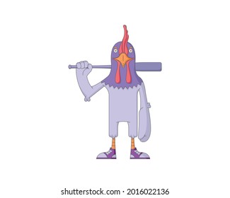 Dies ist eine Illustration eines Hahnenhalses mit einem Baseballschläger