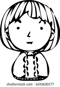 This is a illustration of Rough doodling Hand painted cute Smiling people icon 